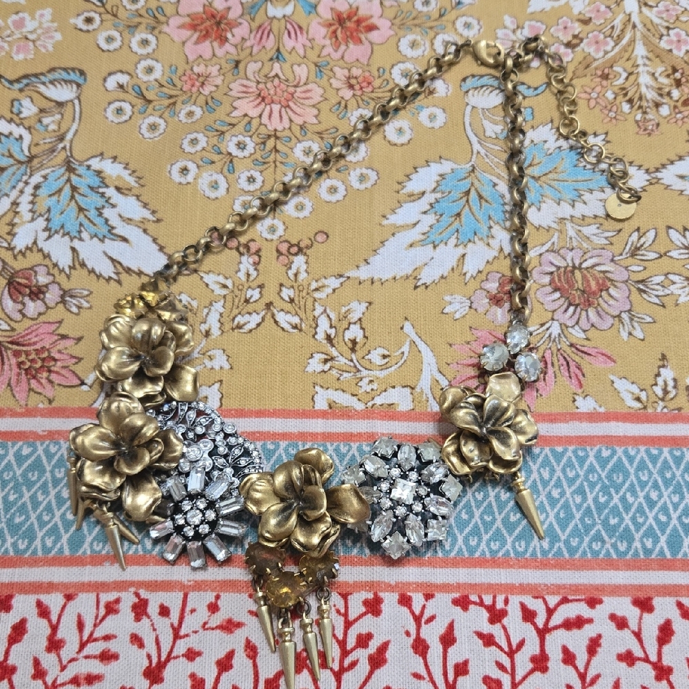 Stella & Dot Gold and Silver Floral Necklace